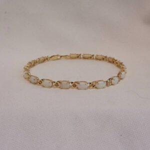 Natural Opal 9ct Yellow Gold Bracelet - Length 7 1/2in (S8499) - Image 2