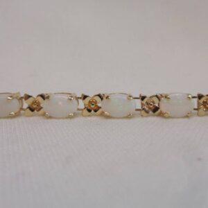 Natural Opal 9ct Yellow Gold Bracelet - Length 7 1/2in (S8499) - Image 3