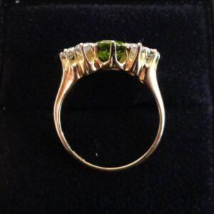 Stunning Peridot & Diamond 14ct Yellow Gold - Ring Size M (S8498) - Image 2