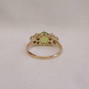 Stunning Peridot & Diamond 14ct Yellow Gold - Ring Size M (S8498) - Image 5
