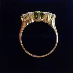 Stunning Peridot & Diamond 14ct Yellow Gold - Ring Size M (S8498) - Image 7