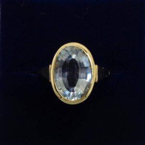 Aquamarine Solitaire Ring 18ct Yellow Gold - Size P 1/2 (S8507) - Image 1