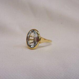 Aquamarine Solitaire Ring 18ct Yellow Gold - Size P 1/2 (S8507) - Image 3
