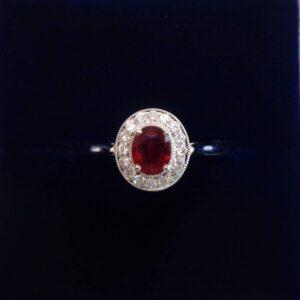 Quality Ruby and Diamond 18ct white Gold Ring - Size L (S7879)