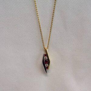 Ruby & Diamond Pendant Two Colour 18ct Gold - 18in Chain (S8514) - Image 3