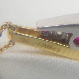 Ruby & Diamond Pendant Two Colour 18ct Gold - 18in Chain (S8514) - Image 6