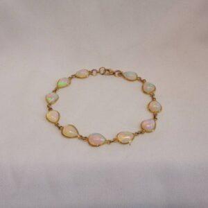 Natural Opal Bracelet 14ct Yellow Gold 7 1/2 inch (S8427) - Image 2