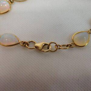 Natural Opal Bracelet 14ct Yellow Gold 7 1/2 inch (S8427) - Image 3