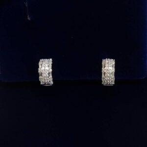 0.50ct Diamond Huggie Hoop Earrings 9ct White Gold - Length 15mm (S8517) - Image 1