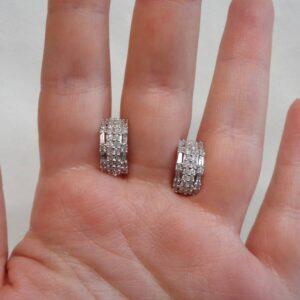 0.50ct Diamond Huggie Hoop Earrings 9ct White Gold - Length 15mm (S8517) - Image 5