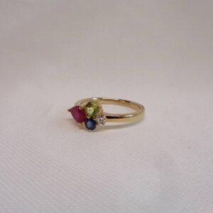 Unique Multi-gemstone Ring 9ct Gold - Size L 1/2 (S8527) - Image 4