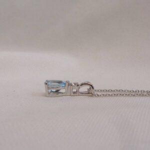 Angara Aquamarine & Diamond Pendant 14ct Gold - Designer - Length 18in (S8523) - Image 4