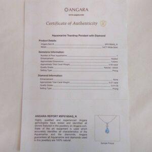 Angara Aquamarine & Diamond Pendant 14ct Gold - Designer - Length 18in (S8523) - Image 7