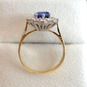 Quality Sapphire & Diamond Cluster Ring 18ct Yellow Gold - Size M 1/2 (US 6.5) (S8465) - Image 3