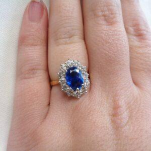 Quality Sapphire & Diamond Cluster Ring 18ct Yellow Gold - Size M 1/2 (US 6.5) (S8465) - Image 4