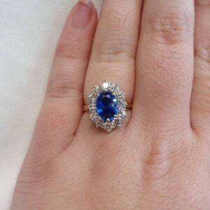 Quality Sapphire & Diamond Cluster Ring 18ct Yellow Gold - Size M 1/2 (US 6.5) (S8465) - Image 6