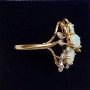 Unique Opal and Diamond Ring 9ct Yellow Gold - Size S (S8565) - Image 2