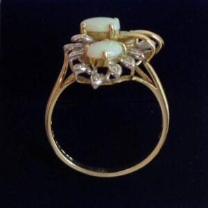Unique Opal and Diamond Ring 9ct Yellow Gold - Size S (S8565) - Image 3