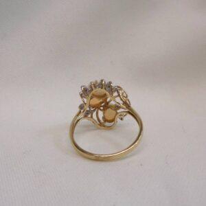 Unique Opal and Diamond Ring 9ct Yellow Gold - Size S (S8565) - Image 5