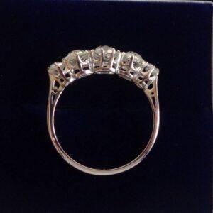 Antique 1.00ct Five Stone Diamond Ring Platinum - Size N (US 6.75) (S8549) - Image 3