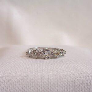 Antique 1.00ct Five Stone Diamond Ring Platinum - Size N (US 6.75) (S8549) - Image 4