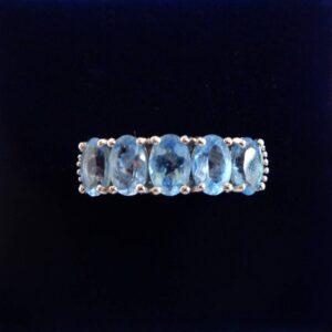 Quality Aquamarine and Diamond Ring 18ct White Gold - Size P (S8580)