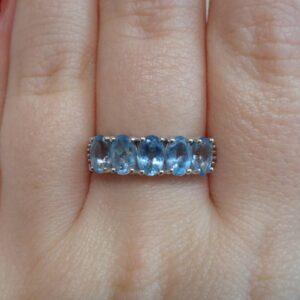 Quality Aquamarine and Diamond Ring 18ct White Gold - Size P (S8580) - Image 7