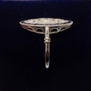 Art Deco Style Sapphire and Diamond Platinum Ring - Size M (S8551) - Image 2