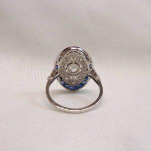 Art Deco Style Sapphire and Diamond Platinum Ring - Size M (S8551) - Image 6