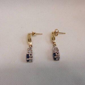Sapphire and Diamond Drop Studs 9ct Gold - Length 27mm (S8485) - Image 3