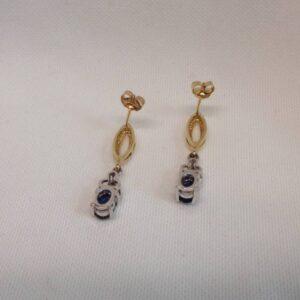 Sapphire and Diamond Drop Studs 9ct Gold - Length 27mm (S8485) - Image 5