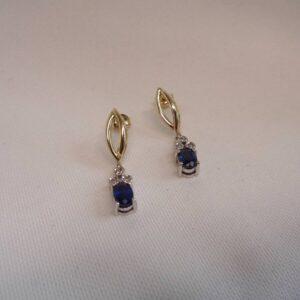 Sapphire and Diamond Drop Studs 9ct Gold - Length 27mm (S8485) - Image 6