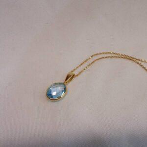 Stunning Blue Topaz Pendant in 18ct Yellow Gold - Length 20in (S8522) - Image 3