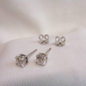 Certified 1.05ct Diamond Stud Earrings 18ct White Gold - VS2 (S8483) - Image 4