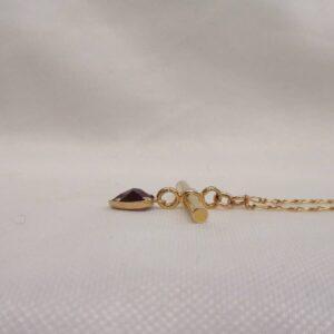 Vintage C.1987 Garnet T-Bar Pendant 9ct Gold - Chain 16in (S8621) - Image 4