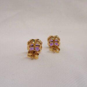 Vintage C.1996 Amethyst and Diamond Stud Earrings 18ct Gold (S8622) - Image 3