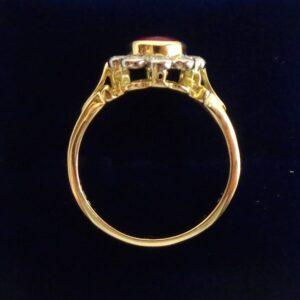 Quality Ruby & Diamond Cluster Ring 18ct Yellow Gold - Size N (US 6.75) (S8476) - Image 3