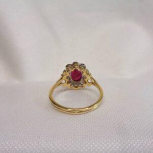 Quality Ruby & Diamond Cluster Ring 18ct Yellow Gold - Size N (US 6.75) (S8476) - Image 6