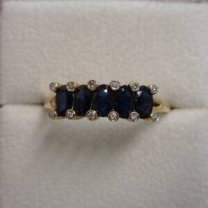 Beautiful Sapphire and Diamond Ring 9ct Gold - Size U 1/2 (S8623) - Image 1