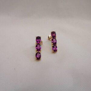 Stunning Tourmaline Drop Studs 9ct Yellow Gold - Length 18mm (S8625) - Image 2