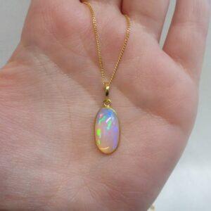 Natural Opal Pendant in 14ct Gold - Length 17in (S8627) - Image 6