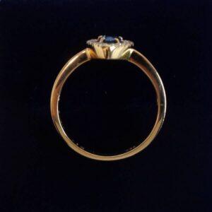 Sapphire and Diamond Cluster Ring 18ct Yellow Gold - Size N (S8601) - Image 3