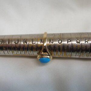 Turquoise Ring 9ct Yellow Gold - Size M 1/2 (S8602) - Image 8