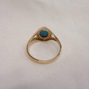 Turquoise Ring 9ct Yellow Gold - Size M 1/2 (S8602) - Image 5