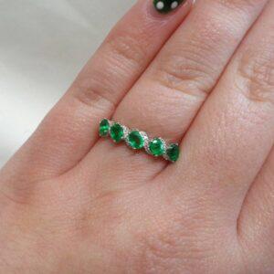Emerald and Diamond Ring 18ct White Gold - Size O (A1186) - Image 6
