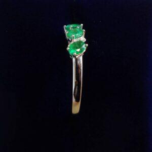 Emerald and Diamond Ring 18ct White Gold - Size O (A1186) - Image 3