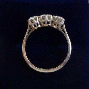 Antique 1.10ct Three Stone Diamond Ring 18ct Gold & Platinum - Size M 1/2 (S7974) - Image 3