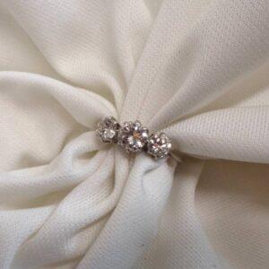 Antique 1.10ct Three Stone Diamond Ring 18ct Gold & Platinum - Size M 1/2 (S7974) - Image 4