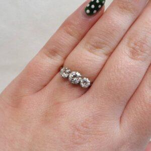 Antique 1.10ct Three Stone Diamond Ring 18ct Gold & Platinum - Size M 1/2 (S7974) - Image 7