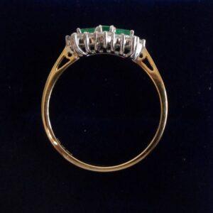 Beautiful Emerald and Diamond Cluster Ring 18ct Yellow Gold - Size O (S7643) - Image 3